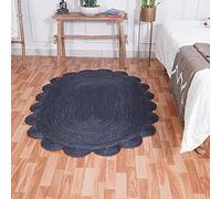 Mrida Weave Handmade Braided Eco Friendly Natural Jute Scalloped Area Rug-Farm House Area Rug-Center Table Carpet for Home & Office Kitchen & Outdoor- 4x6 Feet Oval (122 cmx183 cm)