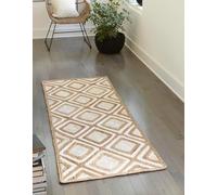 Mrida Weave Handmade Braided Eco-Friendly Natural Jute with White Check Box Rectangular Shape Floor Area Rug-Floor Carpet Rug-Center Table Carpet for Home,Office & Outdoor- 2x15 Feet (61 cmx157 cm)