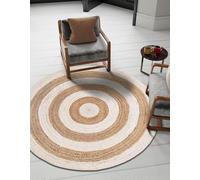 Mrida Weave Handmade Braided Natural Jute Oval Shape Area Rug,Floor Carpet Rug,Bed Side,Center Table Carpet-Beige with White/2-9 X 12 Feet Oval (270 cm x 360 cm)