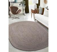 Mrida Weave Handmade Hand Braided Eco -Friendly Natural Jute Floor Carpet Rug,Floor Area Rug,Center Table Carpet for Home Décor-Gray-5' x 8' OvalFeet