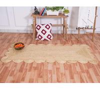Mrida Weave Handwoven Scalloped Jute Area Rug - Natural Floor Carpet Mat for Living Room, Bedroom, Dining & Entryway Home Décor- 2.6x16 Feet (79 cmx488 cm) - Natural