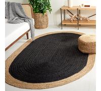 Mrida Weave Indian Handmade Braided Inner Black Jute Area Rug-Floor Carpet -Bed Side Runner Rug-Home Decor Center Table Carpet - 8 x 10 Feet Oval (240 cm x 300 cm)