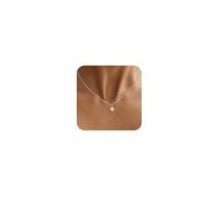 Mridiya Gold/Silver Box Chain Necklace for Women Chocker Small Charm Evil Eye Star Pearl Simple Cute Pendant Boho Trendy Layered Jewelry for Birthday Gift, Brass, No Gemstone