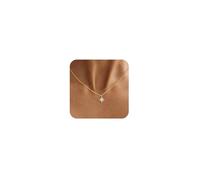 Mridiya Gold/Silver Box Chain Necklace for Women Chocker Small Charm Evil Eye Star Pearl Simple Cute Pendant Boho Trendy Layered Jewelry for Birthday Gift, Brass, No Gemstone