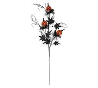 Mrinb Artificial Bouquet for Halloween Decoration, Mini Pumpkin with Black Flowers, Halloween Party Decoration, Plastic Artificial Plant Decoration for Home Decoration, Table Arrangement (A)