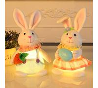 Mrinb Light Up Fluffy Easter Bunny, Handmade Bunny Night Light, Easter Gnome Plush Decorations with Led Light, Easter Desktop Decoration, Easter Gifts Lint Bunny, Lint Easter Rabbit