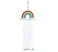 Mrinb Rainbow Wall Hanging for Girls Room - Hand Woven Cotton Rope Decoration with Felt Ball for Bedroom, Playroom, Nursery Decor