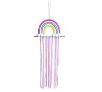 Mrinb Rainbow Wall Hanging Girls Room Wall Decor Hand Woven Cotton Rope Rainbow Hanging Decoration, Rainbow Tapestry with Felt Ball for Girls Room Decor Room Bedroom Playroom Nursery Decor