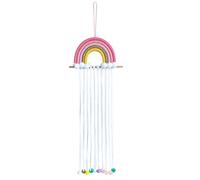 Mrinb Rainbow Wall Hanging Girls Room Wall Decor Hand Woven Cotton Rope Rainbow Hanging Decoration, Rainbow Tapestry with Felt Ball for Girls Room Decor Room Bedroom Playroom Nursery Decor