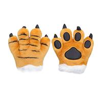 Mrisata 1pcs Animal Claw Costume Cosplay Glove for Adult Kids Party Cosplay Accessory Brown Tiger Grain Style(Yellow)
