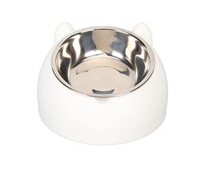 Mrisata Cat Food Bowl, 200ml Stainless Steel Elevated Tilted Pet Bowl for Flat Faced Cats and Dogs, with Oval Curved Design for Easy Eating and Reduced Vomiting