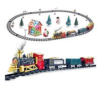 Mrisata Christmas Train Set with Lights and Music, Steam Train Set | for Around Christmas Tree, Realistic Sound and Steam, Compatible with Tree Decoration,for Christmas and Year Round Play