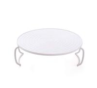 Mrisata Microwave Heating Tray, Round Stacker Plastic Multi Functional Steaming Rack Tray, Double Layer Microwave Plate Holder with Folding Handles, Food Shelf for Kitchen (white)
