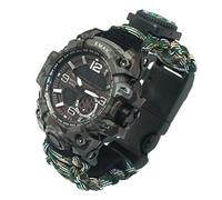Mrisata Outdoor Camping Survival Watch Multi Functional Bracelet Compass Whistle Paracord Bracelet Equipment Tools Kit for Camping Hiking Backpacking (Mountain)