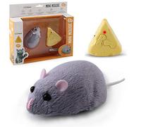 Mrisata Remote Control Mouse Toy, Realistic Plush Cat Toy with Flashing Lights and Sound, for Interactive Play and Training (Light Purple)