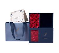 Mrisata Rose Jewelry Gift Box, Preserved Red Real Rose, Eternal Flowers Rose, Real Eternal Roses Handmade Rose Jewelry Storage Box for Girlfriend Wife Wedding Mother Day Anniversary (blue)