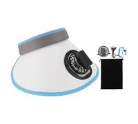 Mrisata Sun Visor Hat with Fan Wide Brim Beach Cap Cooling Sun UV Protection Hat Empty Top Sun Hat Summer Topless Sunhat with Adjustable Elastic Buckle for Women Men Hiking Camping (White)