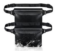 Mritrit 2 Pcs Waterproof Pouch Bags 8.7x6 Inches Waterproof Bumbags Waist Bag for Men and Women Keep Phone Dry Bags for Swimming Kayaking Paddle Board Camping Black