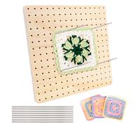 Mritrit 20cm Granny Square Blocking Board for Crochet and Pins, 7.9" Wooden Block Boards with 8 Stainless Steel Pegs for Beginners Knitting Projects
