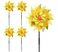 Mritrit 5 Pack Bird Scarers for Gardens Windmills Assembled Windmills for Garden to Scare Birds Pigeon Deterrent for Gardens Windmill Rom Lawn Orchard Farm (Yellow)