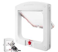 Mritrit Cat Flap with 4 Way Lock, Easy Installation, Safety Pet Door Flap for Interior Exterior Door, Window, Wall 22x20x3 cm (White)
