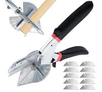 Mritrit Multi Angle Mitre Shears, Adjustable Pipe Cutters, Trunking PVC Snips, Moulding Scissors, 45 Degree Cutting Hand Tool with 10 Spare Blades for Wood, Gasket, Cable, Plastic Trim