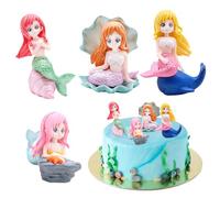 Mritrit Pack of 4 Small Mermaids Figurines Cake Toppers, Little Mermaid Figures Cupcake Decorations, Reusable Mini Barbie Kit for Girl's Birthday Party, Baby Shower, Garden Decor, Fish Tank