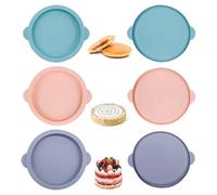 Mritrit Pack of 6 Round Silicone Cake Moulds for Baking 4 Inch for Ninja Air Fryer, Silicone Cake Tin Set Non-Stick and Easy Release, Oven Accessories for Homemade Sponges, Layer Cakes, Reusable