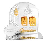 Mritrit Ramadan Calendar Acrylic Countdown DIY Eid Mubarak Table Decoration Eid Mubarak Advent Calendar for Living Room Islamic Party Decoration for Family Silver