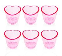 Mritrit Set of 6 Shot Glasses Heart Plastic, Cute Pink Soju Glasses Set for Birthday Parties and Valentine's Day, 45 ml Transparent Shot Glass Heart for Bar Cart