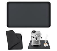Mritrit Silicone Coffee Machine Mat, 18x11in Silicone Coffee Mat with Raised Edges, Anti-Slip Accessories for Automatic Coffees Machines, Kitchen Worktop Protector (Black)