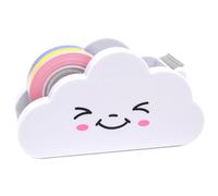 Mritrit Small Tape Dispenser with Cutter Cloud-Shaped, Plastic Cute Tape-Holder with 1 Rainbow Tape, Non Slip Base Refillable for Wrapping, Home, Office (White)