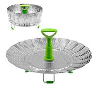 Mritrit Stainless Steel Steamer Insert for Cooking, 7"-11" Expandable Vegetable Steamer Basket for Pots Saucepans Pressure Cookers, Multifunctional Folding Steam Basket for Food Veggies Fish