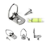 Mriuuod 100Pcs D Rings Picture Hanging, D Hooks for Picture Hangers, Small D Ring Hangers Hardware with Mini Cylindrical Level, Frame Hangers for Sign Canvas Galleries Exhibiting Artist