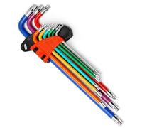 Mriuuod 9 PCS Torx Wrench Set, Metric Long Arm Star Key Set T10-T50 | L Key Set with Color-coded & Storage Bracket for Bike Repair, Furniture Assembly