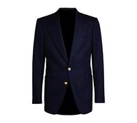 Mrjitor Men's Tweed Blazer Two Buttons Peak Lapel Suit Coat for Party Business Leisure Navy Blue