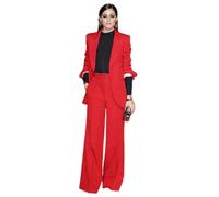 Mrjitor Women's Wedding Suit Two Pieces One Button Jacket and Pants Casual Dinner Tuxedos Red