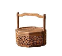 MRKU Basket Storage Box Kitchen 1 Pack,Palace Style Walnut Suitcase,Solid Wood,Octagonal Vintage Portable Clothing