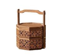 MRKU Basket Storage Box Kitchen 1 Pack,Palace Style Walnut Suitcase,Solid Wood,Octagonal Vintage Portable Clothing