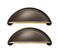 MRKU Cabinet Pulls Handles Door Drawer Concealed,2 Pcs Brass Shell,Semi Circle Vintage Cupboard for Dresser Wardrobe Furn