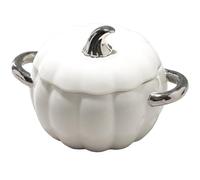 MRKU Ceramic Clay Cooking Pot Porcelain Soup Bowl Handle Cooking Stock Noodle Stew Pumpkin with Lid and Covered Pumpkin Shape for Fall Thanksgiving Halloween Party Dessert Decoration