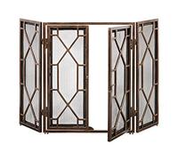 MRKU Chimney with Locking Door Foldable Fireplace 3 Panel Iron Fireproof Mesh Modern Log Burner Protector Tall 80cm