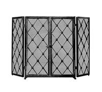 MRKU Chimney with Locking Door Foldable Fireplace 3 Panel Iron Fireproof Mesh Modern Log Burner Protector Tall 80cm