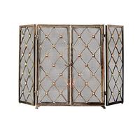 MRKU Chimney with Locking Door Foldable Fireplace 3 Panel Iron Fireproof Mesh Modern Log Burner Protector Tall 80cm