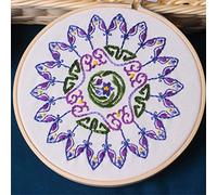 MRKU DIY Embroidery Hoop Stand Cross Stitch Needlework kit Flowers Kit Inner Peace Kaleidoscope Needlecraft for Beginner