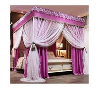 MRKU Double Layer Luxury Bed Canopy Mosquito Net,Single Double Bed Floor-standing Bed Curtain Bedroom Decor,Metal Stand easy installation
