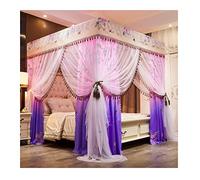 MRKU Double Layer Luxury Bed Canopy Mosquito Net,Single Double Bed Floor-standing Bed Curtain Bedroom Decor,Metal Stand easy installation