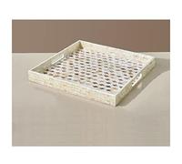 MRKU Fruit Basket Modern Tea Tray Breakfast Serving and Platter,Rectangular Hand-Painted Shell Stitching Snack