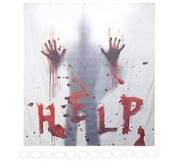 MRKU Happy Shower Curtain,Halloween Horror Polyester Fiber Bath Curtains with Hooks,Bathroom Shower Accessory Decor