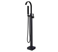 MRKU Shower System, Tub Filler Black Floor Mount Single Handle Bathroom Taps with Hand Luxury